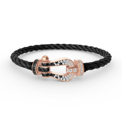 [Luna Brilliance]FORCE LARGE HORSESHOE BLACK WHITE DIAMOND BRACELET ROSE GOLD