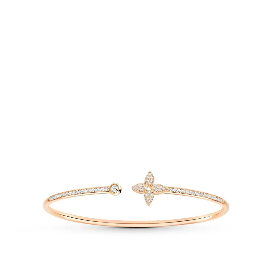 [Luna Brilliance]IDYLLE PINK GOLD OPEN BRACELET DIAMOND PAVED