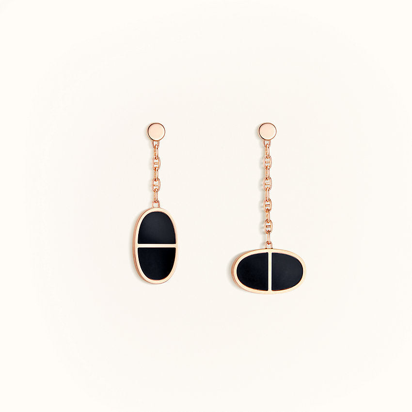 [Luna Brilliance]CHAINE VERSO BLACK CERAMIC EARRINGS