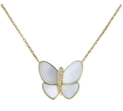 [Luna Brilliance]BUTTERFLY GOLD MOP DIAMOND NECKLACE