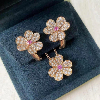 [Luna Brilliance]FRIVOLE PINK GOLD FLOWER DIAMOND EARRINGS