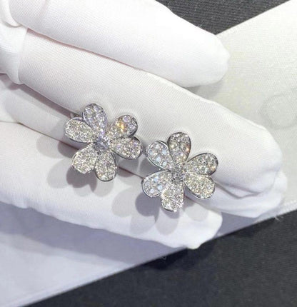 [Luna Brilliance]FRIVOLE SILVER FLOWER DIAMOND EARRINGS