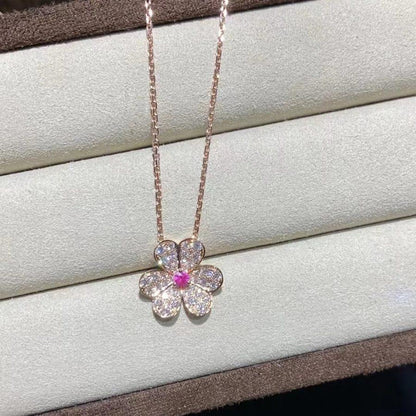 [Luna Brilliance]FRIVOLE ROSE GOLD FLOWER DIAMOND NECKLACE