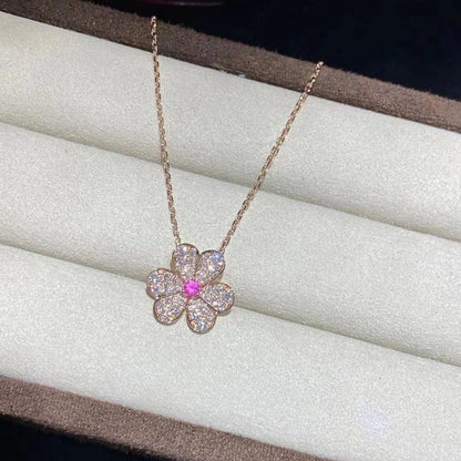 [Luna Brilliance]FRIVOLE ROSE GOLD FLOWER DIAMOND NECKLACE