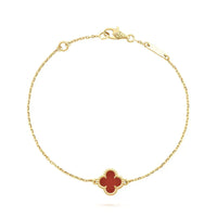 [Luna Brilliance]CLOVER  CARNELIAN SINGLE FLOWER BRACELET