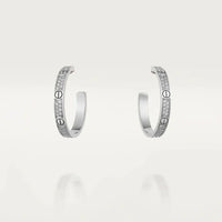 [Luna Brilliance]LOVE DIAMOND SILVER HOOP EARRINGS